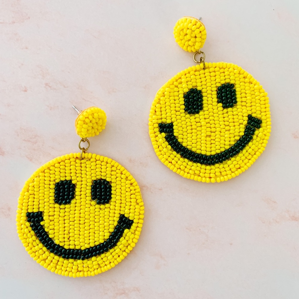 Beaded Smiley Face Earrings